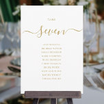 Elegant Gold Script Table Number 7 Seating Chart<br><div class="desc">These elegant gold and white signature script double-sided table number 7 seating chart cards are perfect for all celebrations. Designed by Thisisnotme©</div>