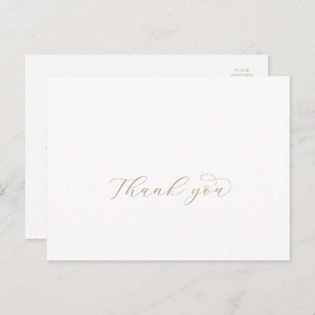 Elegant Gold Script Thank You Postcard (Front/Back)