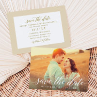 Elegant Gold Script Two Photo Wedding
