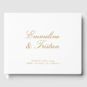 Elegant Gold Script Typography Wedding Guest Book