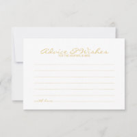 Elegant Gold Script Wedding Advice and Wishes Card
