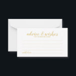 Elegant Gold Script Wedding Advice and Wishes Card<br><div class="desc">Add a personal touch to your wedding with an elegant wedding advice and wishes card. This advice card features title in gold modern elegant calligraphy font style and details in gold modern sans serif font style on white background. Perfect for wedding, baby shower, birthday party, bridal shower, bachelorette party and...</div>
