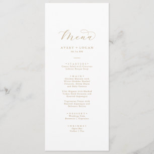 Elegant Gold Script Wedding Dinner Menu