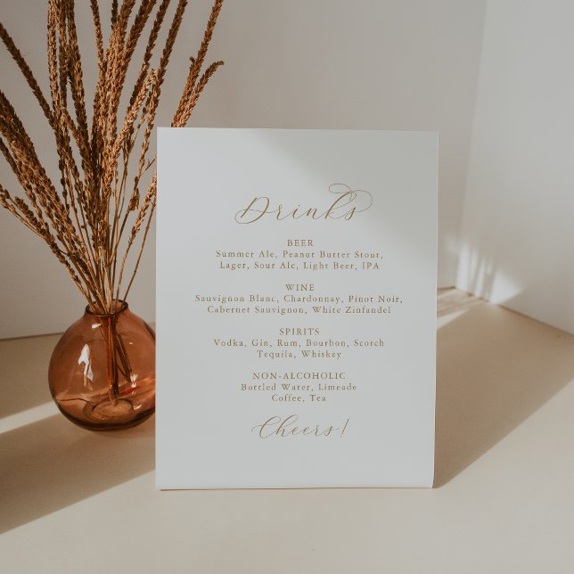 Elegant Gold Script Wedding Drinks Menu Sign (Creator Uploaded)