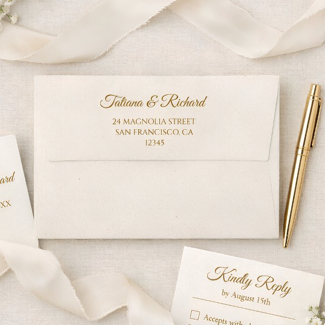 Elegant Gold Script Wedding Envelope (Elegant Gold Script Wedding Envelope)