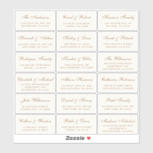 Elegant Gold Script Wedding Guest Address Labels