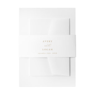 Elegant Gold Script Wedding Invitation Belly Band