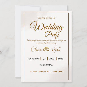 Elegant Gold Script Wedding Invitation Card