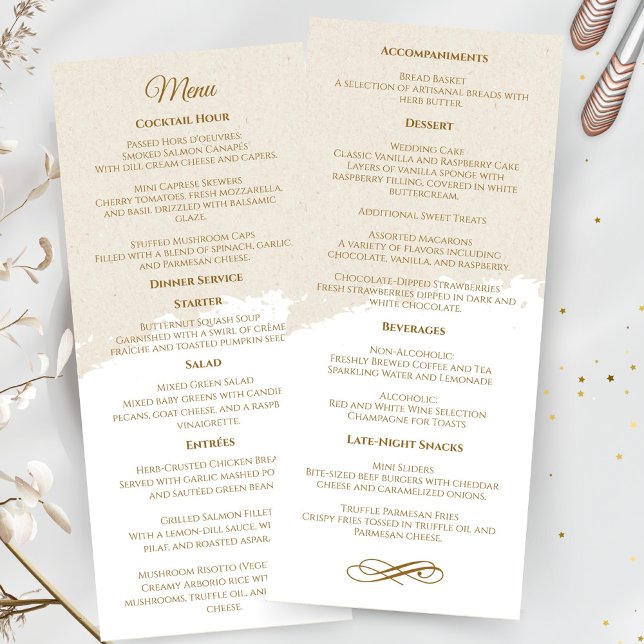 Elegant Gold Script Wedding Menu (elegant gold script wedding menu)