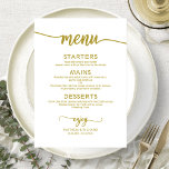 Elegant Gold Script Wedding Menu Card<br><div class="desc">A simple chic calligraphy wedding menu card. I do offer a free customisation service,  if you have any questions or special requests,  please feel free to contact me.</div>