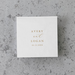 Elegant Gold Script Wedding Napkins