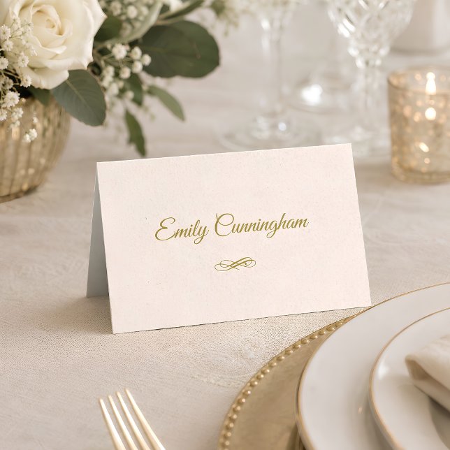 Elegant Gold Script Wedding Place Card (Elegant Gold Script Wedding Place Card)