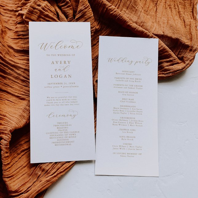 Elegant Gold Script Wedding Program Programme (Creator Uploaded)
