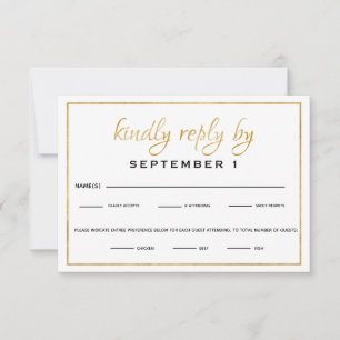 Elegant Gold Script Wedding/Reception RSVP Card