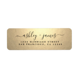 Elegant Gold Script Wedding Return Address