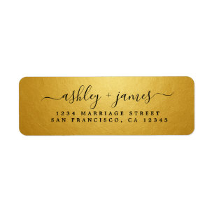 Elegant Gold Script Wedding Return Address