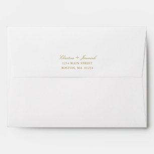 Elegant Gold Script Wedding Return Address Envelope