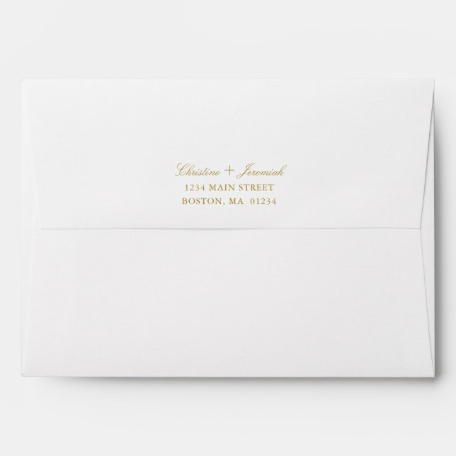 Elegant Gold Script Wedding Return Address Envelope (Back (Top Flap))