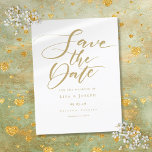 Elegant Gold Script Wedding Save the Date Announcement Postcard<br><div class="desc">This elegant minimalist save the date card features a chic script save the date above your details set in elegant gold typography. Designed by Thisisnotme©</div>