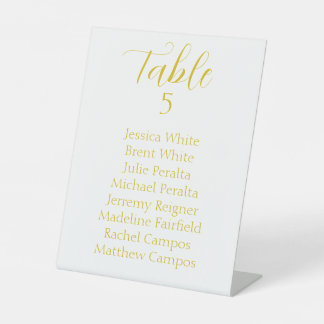 Elegant Gold Script Wedding Seating Chart Table Pedestal Sign