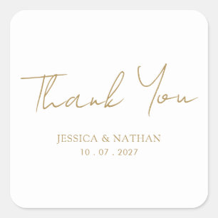 Elegant Gold Script Wedding Thank-You Sticker