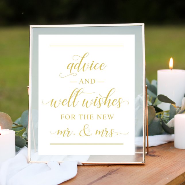 Elegant Gold Script Wedding Well Wishes Poster (Creator Uploaded)