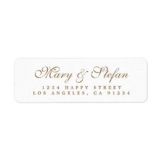 Elegant Gold Script White Wedding Return Address