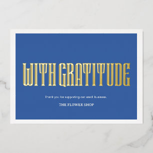 Elegant Gold Script With Gratitude Navy Blue