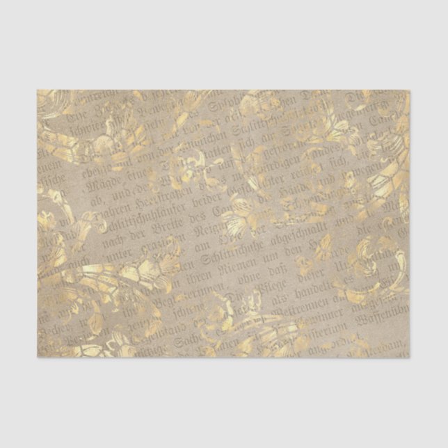 Elegant Gold Scrolls Tissue Paper (Front)