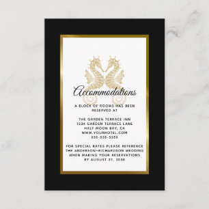 Elegant Gold Seahorses Wedding Accommodations Enclosure Card