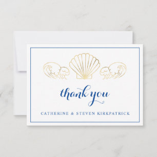 Elegant Gold Seashell Beach Wedding Thank You Card