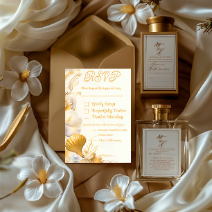 Elegant Gold Seashell RSVP Wedding Card