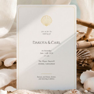 Elegant Gold Seashell Wedding invitation