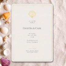 Elegant Gold Seashell Wedding invitation