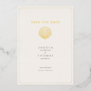 Elegant Gold Seashell  Wedding Save the Date
