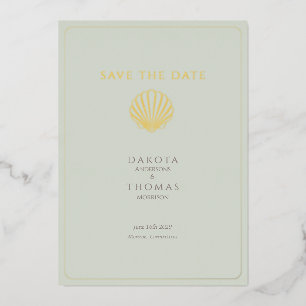 Elegant Gold Seashell Wedding Save the Date