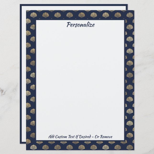 Elegant Gold Seashells Ocean Beach Theme  (Front/Back)