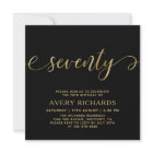 Elegant Gold Seventy Script Black 70th Birthday