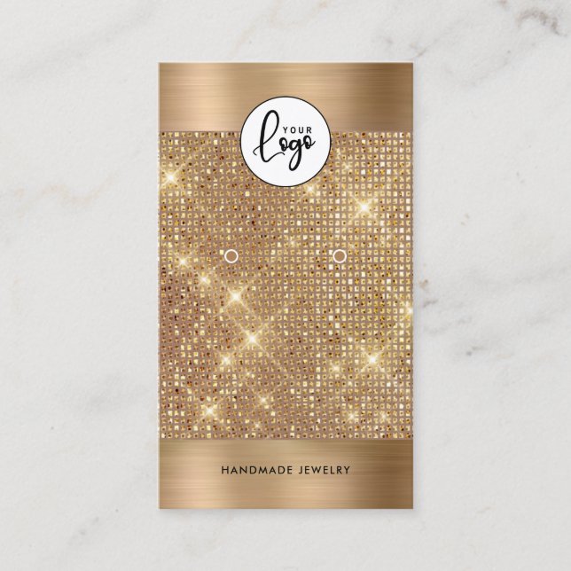 Elegant Gold Shimmer Earrings Display Card (Front)