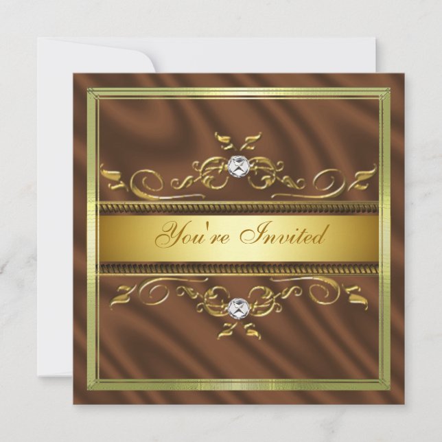 Elegant Gold Sienna Silk/Satin Invitation Template (Front)