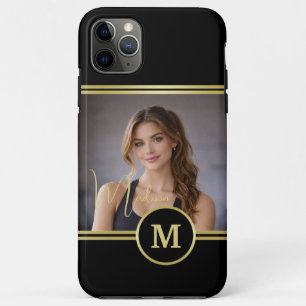 Elegant Gold Signature Monogram on Black Case-Mate iPhone Case