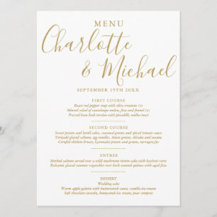 Elegant Gold Signature Wedding Menu