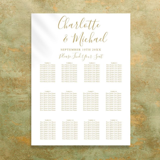 Elegant Gold Signature Wedding Seating Chart (Elegant Gold Signature Wedding Seating Chart)