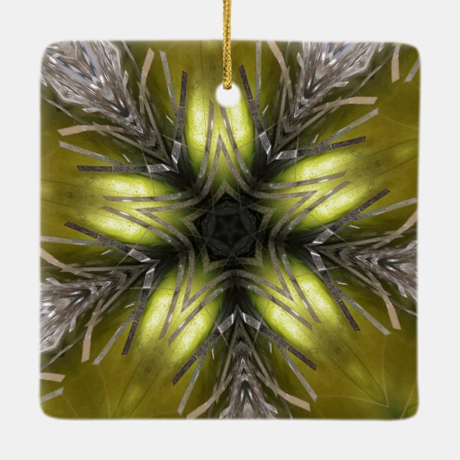 Elegant Gold Silver Kaleidoscope Christmas Star Ceramic Tree Decoration (Back)