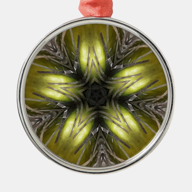 Elegant Gold Silver Kaleidoscope Christmas Star Metal Tree Decoration (Front)