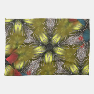 Elegant Gold Silver Kaleidoscope Christmas Star Tea Towel