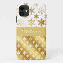 Elegant Gold Snow Flake Monogram iPhone Case