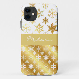 Elegant Gold Snow Flake Monogram iPhone Case
