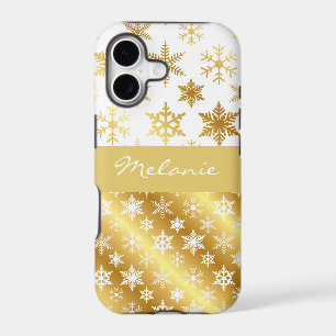 Elegant Gold Snow Flake Monogram iPhone Case