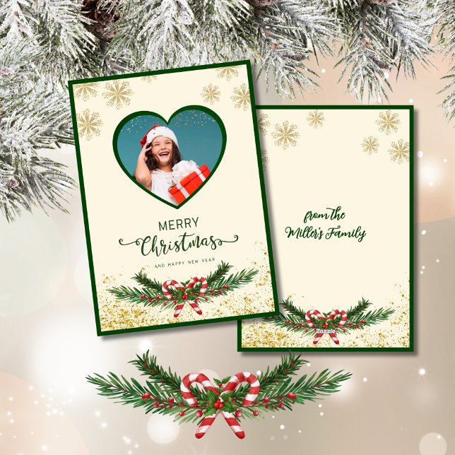 Elegant Gold Snowflake Christmas Photo greeting  Holiday Card (Creator Uploaded)